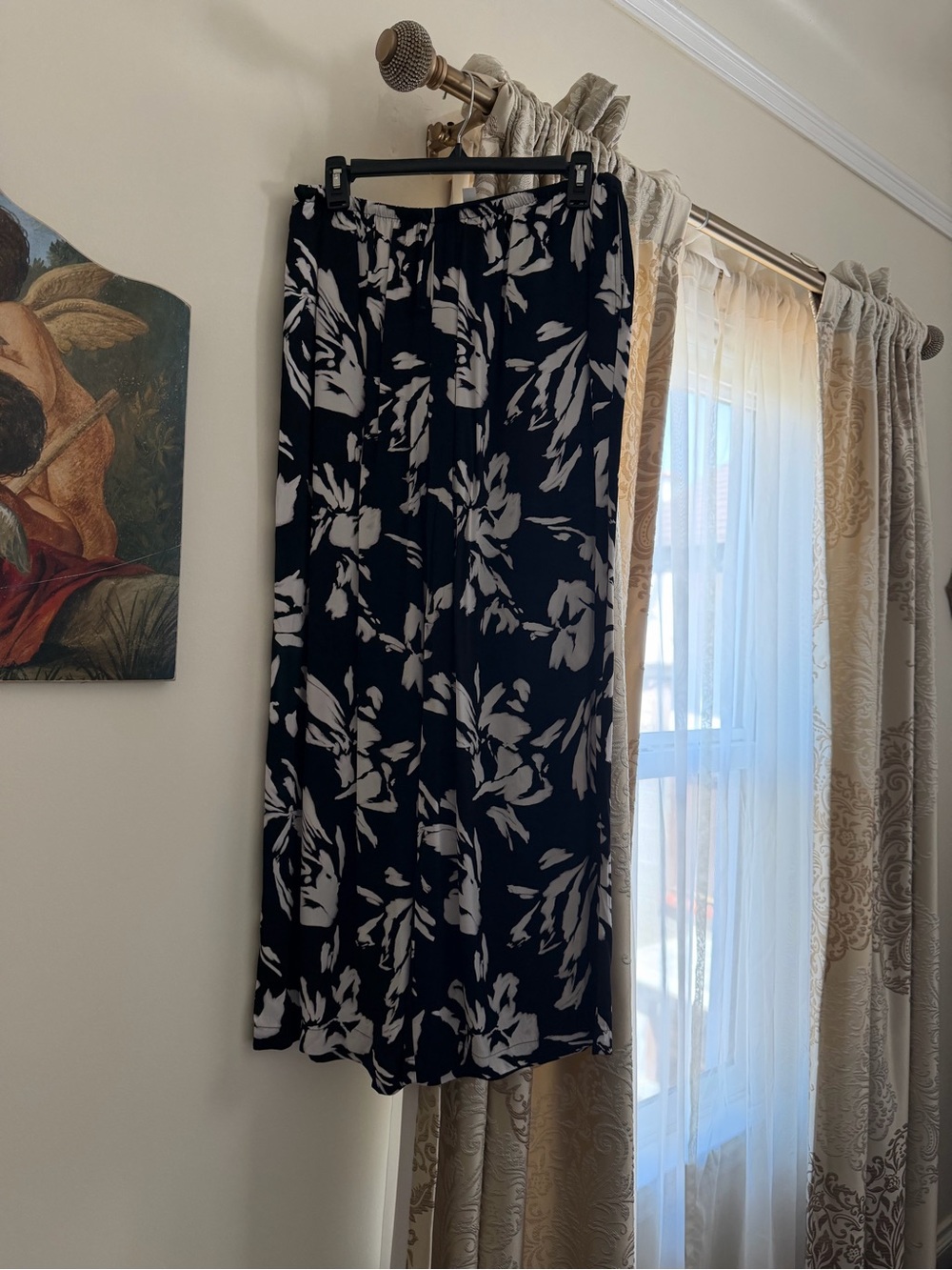 Nordstrom Black and White Floral Wide-Leg Pants